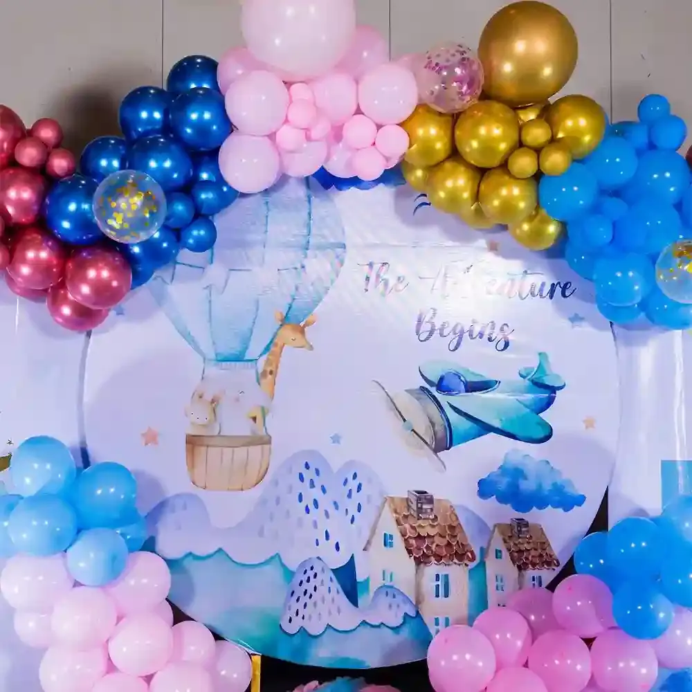 Order mountain adventure baby shower signage and backdrops